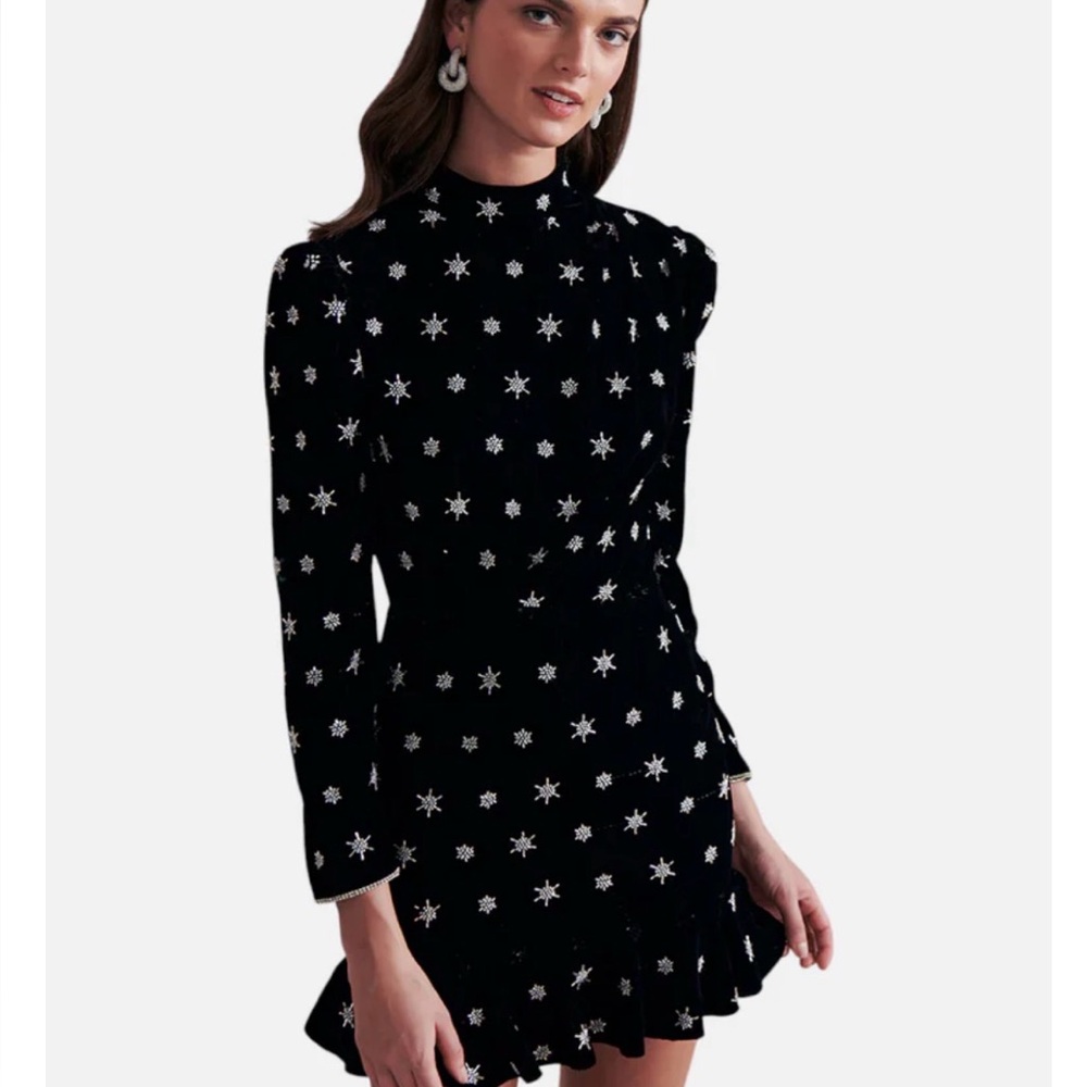 SAYLOR Black and White Long Sleeve Dress